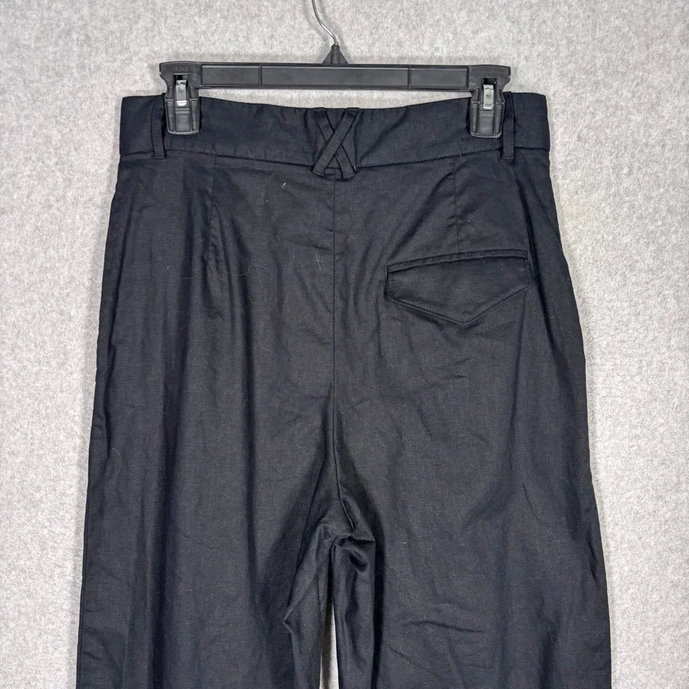 Banana Republic Pleated Wide Leg Linen Pants 8P Black High Rise Minimalist